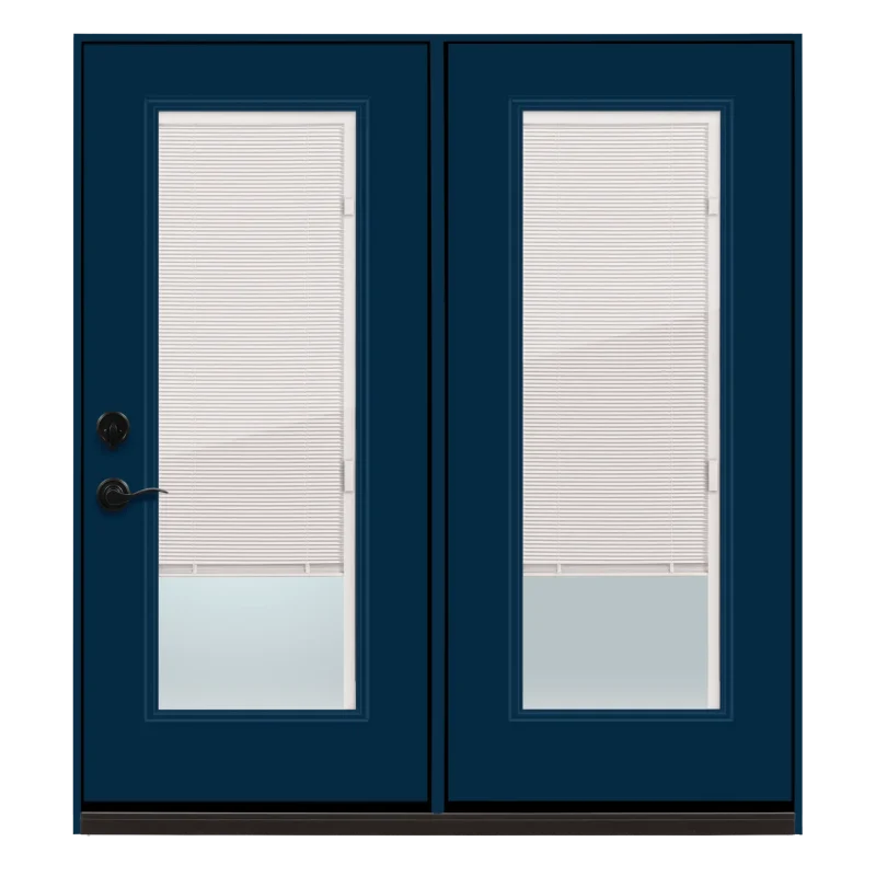66ce55218418db923f1cd78a_garden doors interior wht mini blinds Royal blue trans bkg
